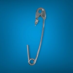Silver Safety Pin Earring